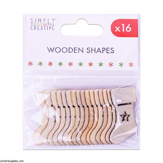 Wood Xmas Stockings 16pk Wood Xmas Stockings 16pk