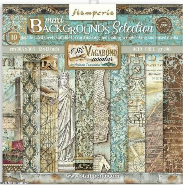 Stamperia Maxi Background Sir Vagabond Aviator 12x12 Inch Paper Pack Stamperia Maxi Background Sir Vagabond Aviator 12x12 Inch Paper Pack