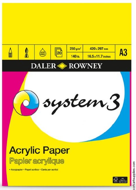 System 3 Acrylic 230gm Pad A3 20 Sheet System 3 Acrylic 230gm Pad A3 20 Sheet