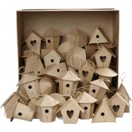 Papier Mache Birdhouses Assorted 60 pack
