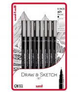 Uni Pin Fineliner Draw & Sketch 8pk
