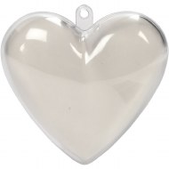 Bauble Clear Heart 65mm 10pk