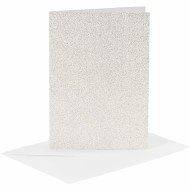 Card/Env A6 4pk White Glitter