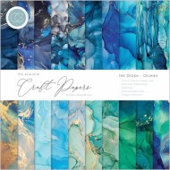Craft Consortium Essential Craft Papers 12x12 Inch Paper Pad Ink Drops Ocean