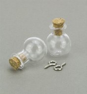Mini Glass Round Bottles With Cork & Screw Hanger