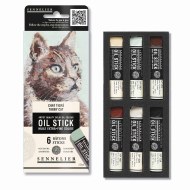 Sennelier Artists' Quality Mini Oil Sticks 12ml Set of 6, Tabby Cat Colours