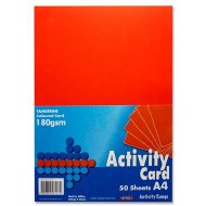 A4 Card 180gm Orange 50pk