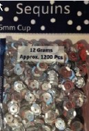 Sequins 6mm Silver Pk 12gm