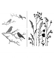 Stencil A4 Viva Grasses & Birds