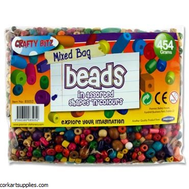 Beads Wood Asst 454gm