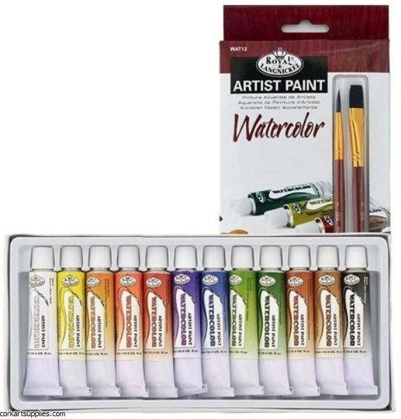 Royal 12ml Watercolour 12pk + 2 Brushes