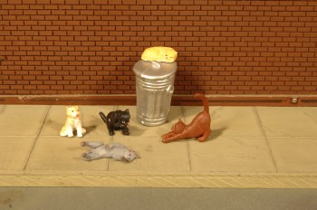 CATS W/TRASH CAN