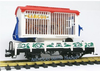 CIRCUS FLAT CAR W/ANIMAL CAGE