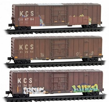 N KCS WEATHERED BOXCARS-3 PACK