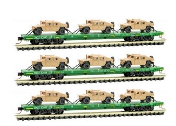 N DODX FLAT CAR W. HUMVEE 3-PK