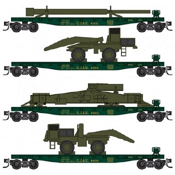 EJ&E FLATCAR W/CANNON - 4 PACK