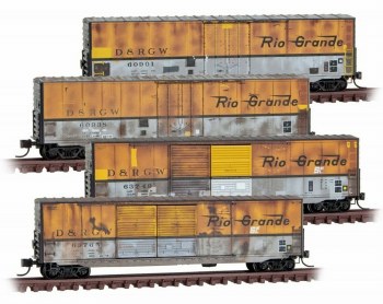 N D&RGW 50' BOX CARS - 4 PACK