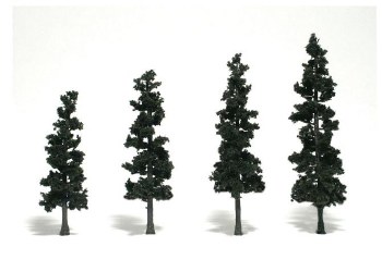 FOUR CONIFER TREES 4"-6"
