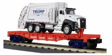 TRUMP FLAT CAR W/GARBAGE TRUCK