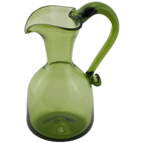 Vintage Green Glass Pitcher Small Spout Handle