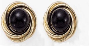 Onyx earringas 14kt yellow gold frame 15mm round