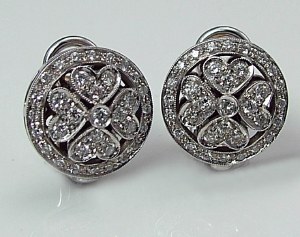 Diamond earrings with flower design 18ktw .70cttw F VS