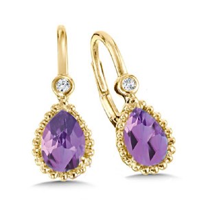 Amethyst Earrings 14kt yellow gold 1.20 cttw model 030-CGE783Y0DBT-002