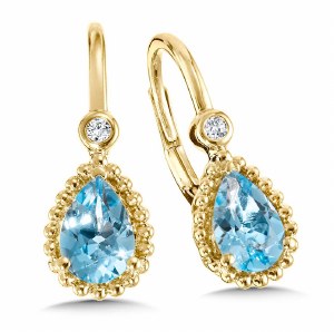 Blue Topaz Earrings 14ktW11/5c