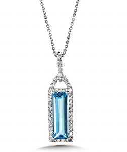 Blue Topaz and diamond pendant 14ktw gold and diamonds model 030-CGP163W-DBT