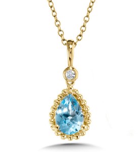 Blue topaz pendant .62 ct 14kt yellow gold model 030-CGP783Y-DBT