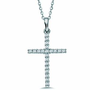 Diamond cross pendant 0.16cttw 14ktw model 030-PXD376-W