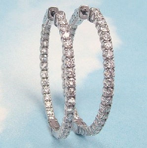 Diamond hoop earrings 2.50cttw 14ktw H SI1-2