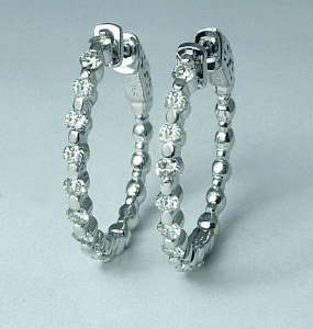 Diamond hoop earings 1.11cttw fg vs 14kt
