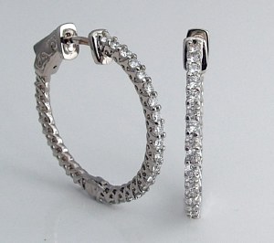 Diamond hoop earrings 0.74cttw FG  VS  14ktw