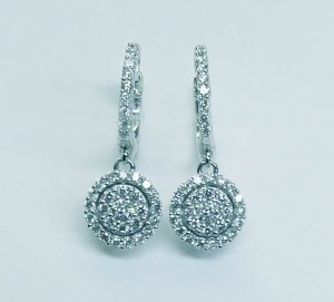 Diamond drop earrings pave design .50cttw G SI1 14ktw gold model 048-EDD5386-302
