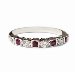 Ruby dia band 14ktw  .30cttw