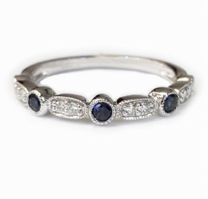 Sapphire dia band 14ktw .29ct