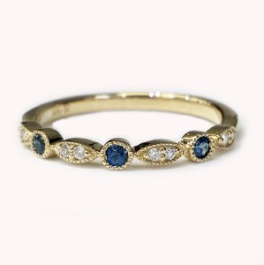 Sapphire dia band 14kty .19ct