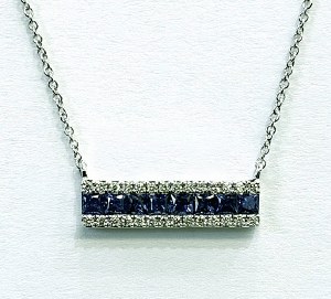 Diamond sapphire 14kt white gold pendant 0.83 carat total weight model 068-51424