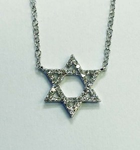 Stara of David diamond pendant 0.11cttw 14kt white gold chain model 068-NW5439ST