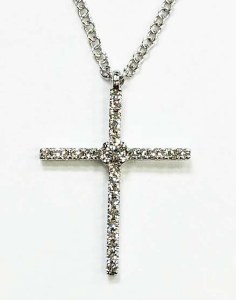 Diamond cross 0.10cttw 14kt white gold 18" 14kt chain