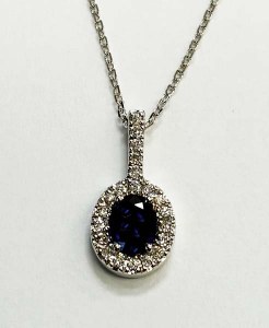 Sapphire and diamond pendant 14ktw 0.56cttw model 068-NW5055O3