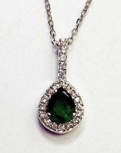 Emerald and diamond pendant 14ktw 0.45 cttw model 068-PW5055P1