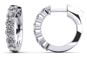 Diamond hoop earrings (lab) 0.80cttw 12 lab diamonds 14kt white gold model 097-SE138-2.7MM-LAB-W