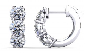 Diamond hoop earrings (lab) 1.00 cttw 6 lab diamonds 14kt white gold model 097-SE145-3.5MM-LAB-W