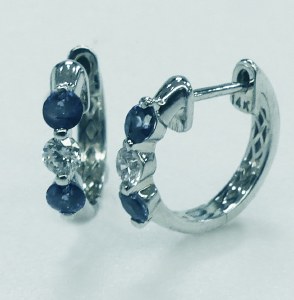 Diamond and sapphire hoop earrings 0.64carat total weight model 097-SE74-2.8mm-SDW