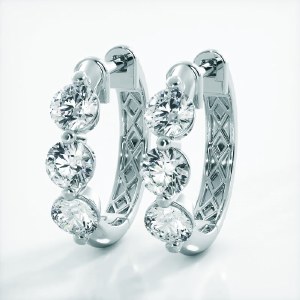18kt white gold hoop earrings 2.00 cttw model 097-SE74-4.4MM-18W-LAB