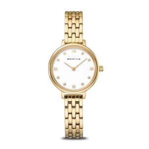 Bering Watch 28mm round gold tone model 11028-734