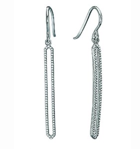 Tesaro Diamond Bar Hoop Earrings 14kt White Gold model 121418-W
