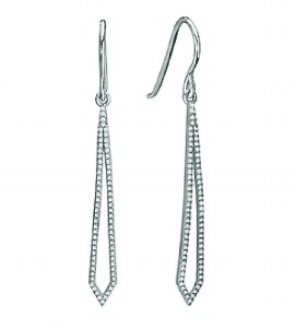 Tesaro Diamond Kite Hoop Earrings 14kt White Gold model 121419-W